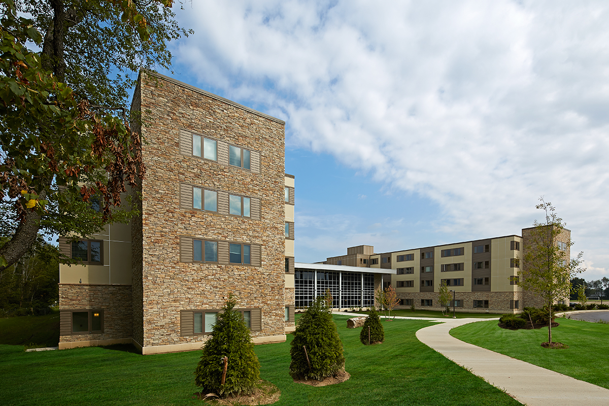 Stone facade on student housing