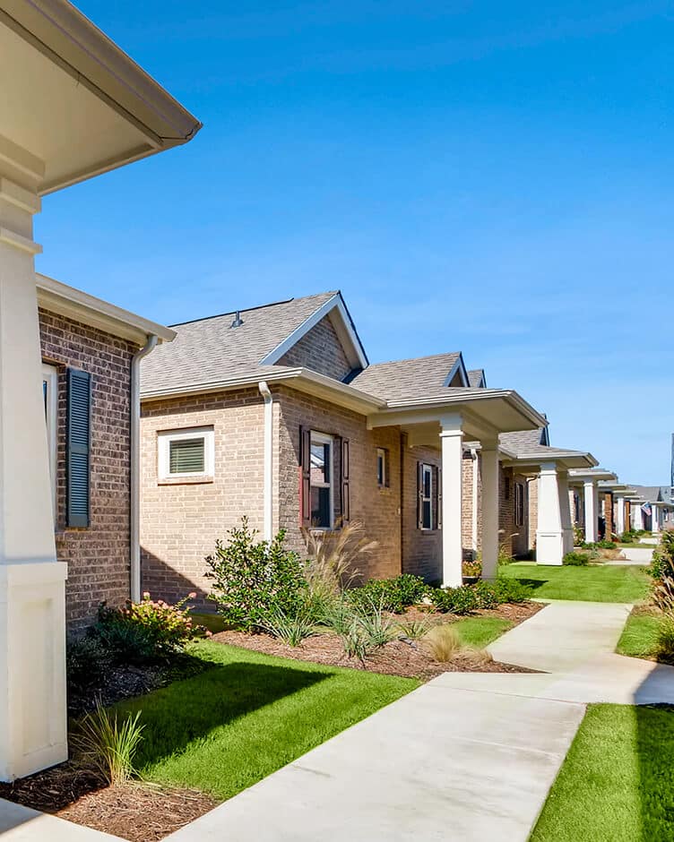 built to rent community with multiple homes and sidewalks